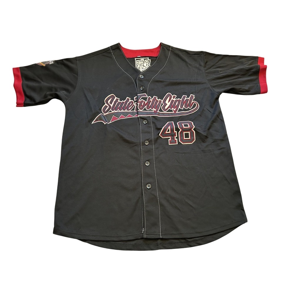 State Forty Eight Baseball Jersey Mens Large Black Red Excellent 9th Anniversary